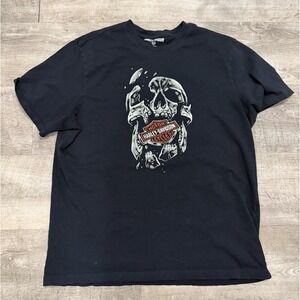 Harley Davidson Motorcycles T-Shirt Mens XL Black Broken‎ Skull Biker Tee
